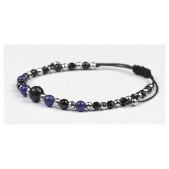 Bransoletka czarny TURMALIN Lapis Lazuli HEMATYT ochrona i szczęście